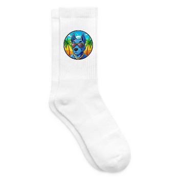 Blue Thai Ridgeback Dog Breed Cartoon Sunglasses - Tennis socks - white - Right