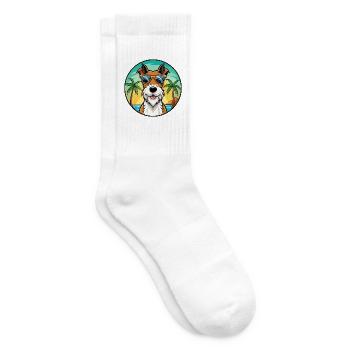 Draht Foxterrier Hunderasse Cartoon Sonnenbrille Strand - Tennissocken - Weiß - Rechts