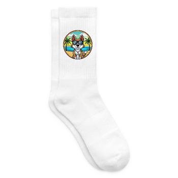 Schweizer Laufhund Hunderasse Cartoon Sonnenbrille Strand - Tennissocken - Weiß - Rechts