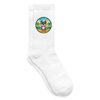 Pointer Dog Breed Cartoon Sunglasses Beach - Tennis socks - white - Right