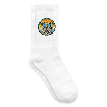 Mastiff Dog Breed Cartoon Sunglasses Beach - Tennis socks - white - Right