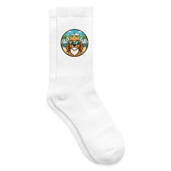 König Charles Hunderasse Cartoon Sonnenbrille Strand - Tennissocken - Weiß - Rechts