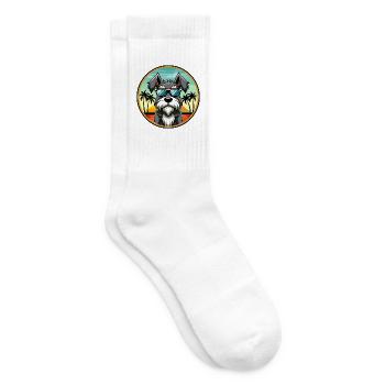 Miniatur Schnauzer Hunderasse Cartoon Sonnenbrille - Tennissocken - Weiß - Rechts
