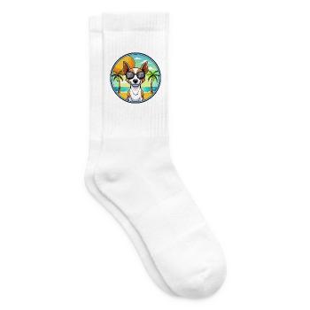 Decker Rat Terrier Hunderasse Cartoon Sonnenbrille - Tennissocken - Weiß - Rechts