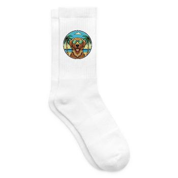 Chesapeake Bay Retriever Dog Breed Cartoon Beach - Tennis socks - white - Right