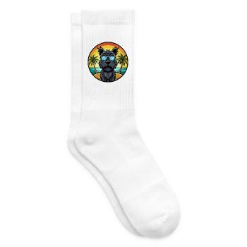 Black Russian Terrier Dog Breed Cartoon Sunglasses - Tennis socks - white - Right