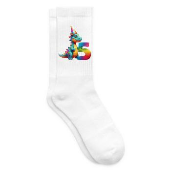 DINO 5 JAHRE DINOSAURIER 5. GEBURTSTAG - Tennissocken - Weiß - Rechts