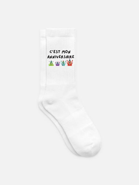 c'est mon anniversaire monstre - Chaussettes de tennis - blanc