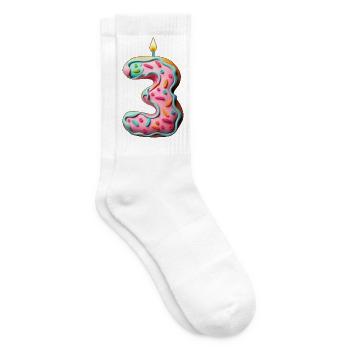GÂTEAU NUMÉRO 3 SUCRÉ 3ÈME ANNIVERSAIRE - Chaussettes de tennis - blanc - Droite