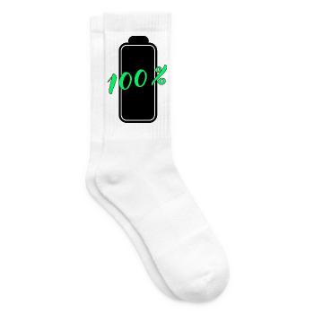 Batterie hat 100% volle Energie - Tennissocken - Weiß - Rechts