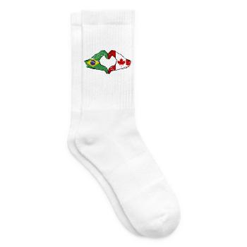 Brazil Canada Flag Hands Heart Shape Used - Tennis socks - white - Right