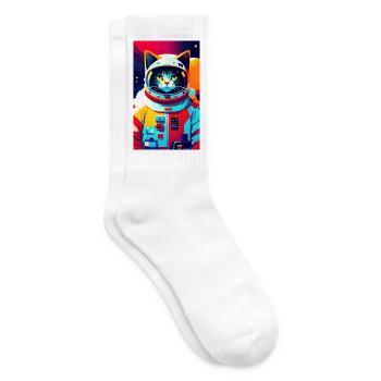 Astronauten-Katze - Tennissocken - Weiß - Rechts