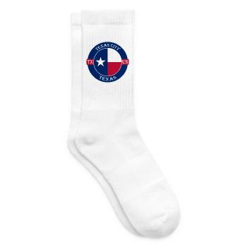 Texas City Texas Flagge USA Reise Souvenir Abzeichen - Tennissocken - Weiß - Rechts
