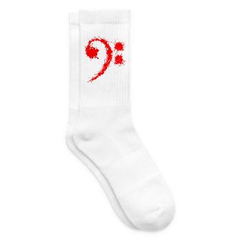 Bass Clef Red - Lustiges Musikliebhabergeschenk - Tennissocken - Weiß - Rechts