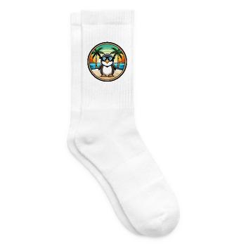 Pinguin Lustige Cartoon Sommer Strand Sonnenbrille Cool - Tennissocken - Weiß - Rechts
