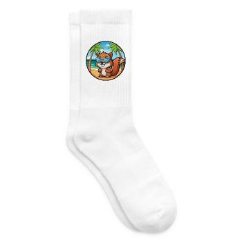 Écureuil Drôle Dessin Animé Plage Été Lunettes de soleil - Chaussettes de tennis - blanc - Droite