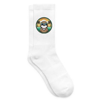 Faultier Lustige Cartoon Sommer Strand Sonnenbrille Cool - Tennissocken - Weiß - Rechts