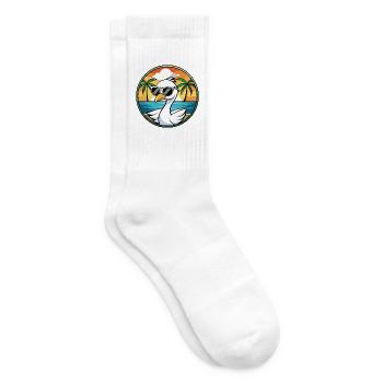 Schwan Lustige Cartoon Sommer Strand Sonnenbrille Aufkleber - Tennissocken - Weiß - Rechts