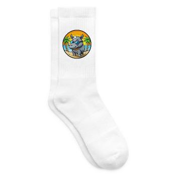 Rhino Lustige Cartoon Sommer Strand Sonnenbrille Cool - Tennissocken - Weiß - Rechts
