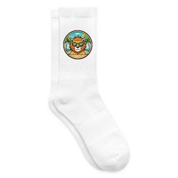 Löwe Lustige Cartoon Sommer Strand Sonnenbrille Aufkleber - Tennissocken - Weiß - Rechts