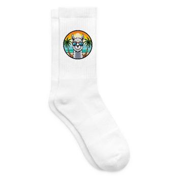 Lama Lustige Cartoon Sommer Strand Sonnenbrille Cool - Tennissocken - Weiß - Rechts