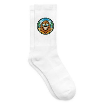 Löwe Lustige Cartoon Sommer Strand Sonnenbrille Aufkleber - Tennissocken - Weiß - Rechts
