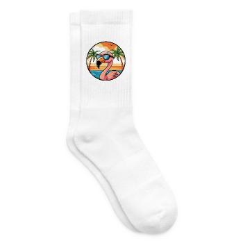 Flamingo Lustige Cartoon Sommer Strand Sonnenbrille - Tennissocken - Weiß - Rechts