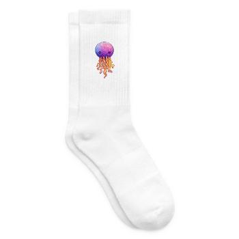 Qualle bunte Aquarell-Karikatur Kawaii Anima - Tennissocken - Weiß - Rechts