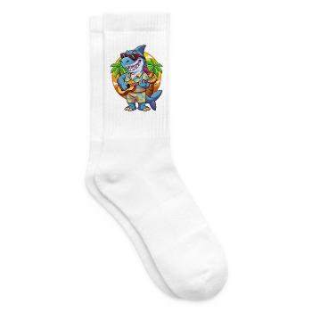 Lustige Hai Sommer Strand Sonnenbrille Hawaiianisch - Tennissocken - Weiß - Rechts