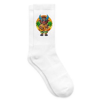 Funny Buffalo Cartoon Summer Beach Sunglasses - Tennis socks - white - Right