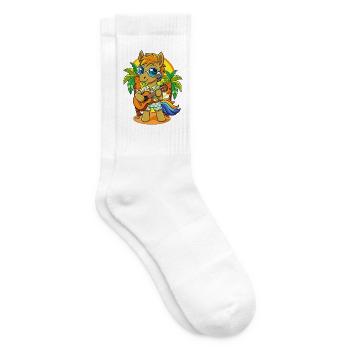 Drôle Pony Dessin Animé Plage D’été Lunettes De Soleil Guitare - Chaussettes de tennis - blanc - Droite