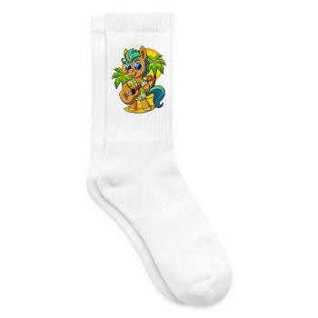 Drôle Pony Dessin Animé Plage D’été Lunettes De Soleil Guitare - Chaussettes de tennis - blanc - Droite