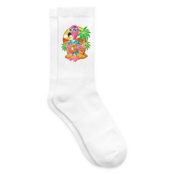 Lustige Flamingo Cartoon Sommer Strand Sonnenbrille - Tennissocken - Weiß - Rechts