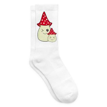 Comic Pilz Kawaii Geschenk Pilzsammler Mushroom  - Tennissocken - Weiß - Rechts