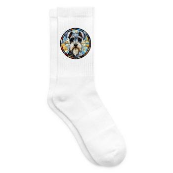 Zwergschnauzer Hunderasse Aquarellglas - Tennissocken - Weiß - Rechts