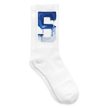 NO. 5 NUMBER 5 BLUE WHITE 5TH BIRTHDAY - Tennis socks - white - Right