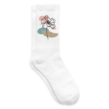 Abstract poppy poppies line art splashes of color - Tennis socks - white - Right