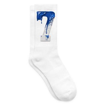NO. 7 NUMBER 7 BLUE WHITE 7TH BIRTHDAY - Tennis socks - white - Right