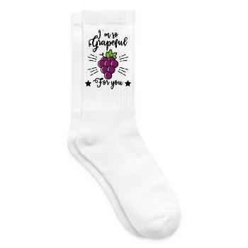 I'm So Grapeful For You – Funny Grape Motif - Tennis socks - white - Right