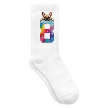 DOG 8 YEARS FRENCH BULLDOG 8TH BIRTHDAY - Tennis socks - white - Right