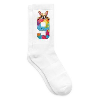 DOG 9 YEARS FRENCH BULLDOG 9TH BIRTHDAY - Tennis socks - white - Right