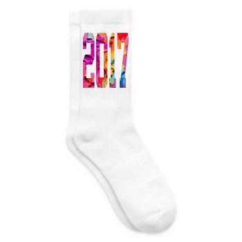 COLORFUL 9TH BIRTHDAY 2017 - Tennis socks - white - Right