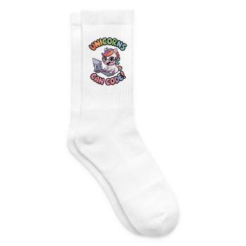 Unicorns Can Code! - Tennis socks - white - Right