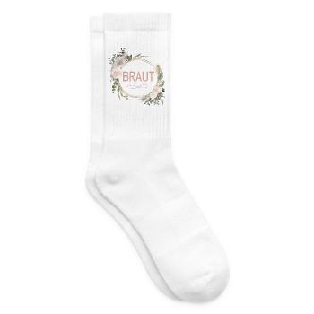 Team Braut! Eukalyptus Blumen Kreis - Tennissocken - Weiß - Rechts