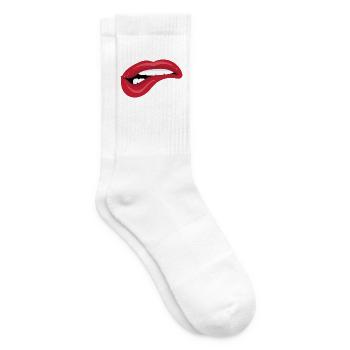 Beißende Lippen - Rote Lippen auf Unterlippe - Tennissocken - Weiß - Rechts