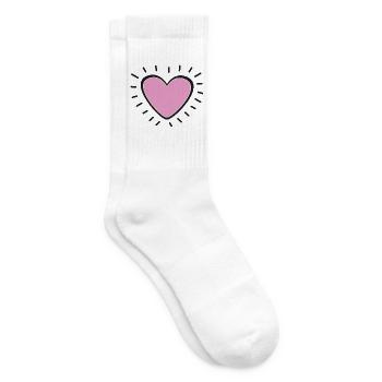 Pastel Pink Heart Radiant Charm - Tennis socks - white - Right