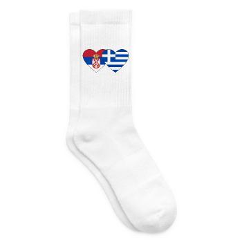 Serbia Greece Flag Heart - Tennis socks - white - Right