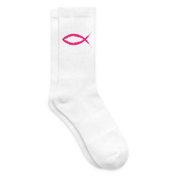 Fisch Christentum Symbol Religion Kirche Rosa - Tennissocken - Weiß - Rechts