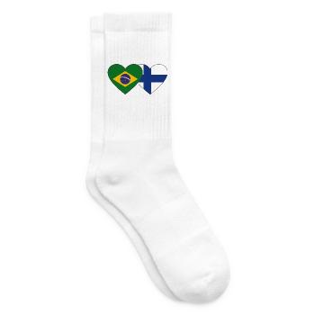 Brazil Finland Flag Heart - Tennis socks - white - Right
