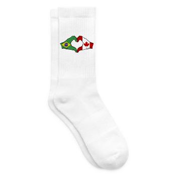 Brazil Canada Flag Hands Heart Shape - Tennis socks - white - Right